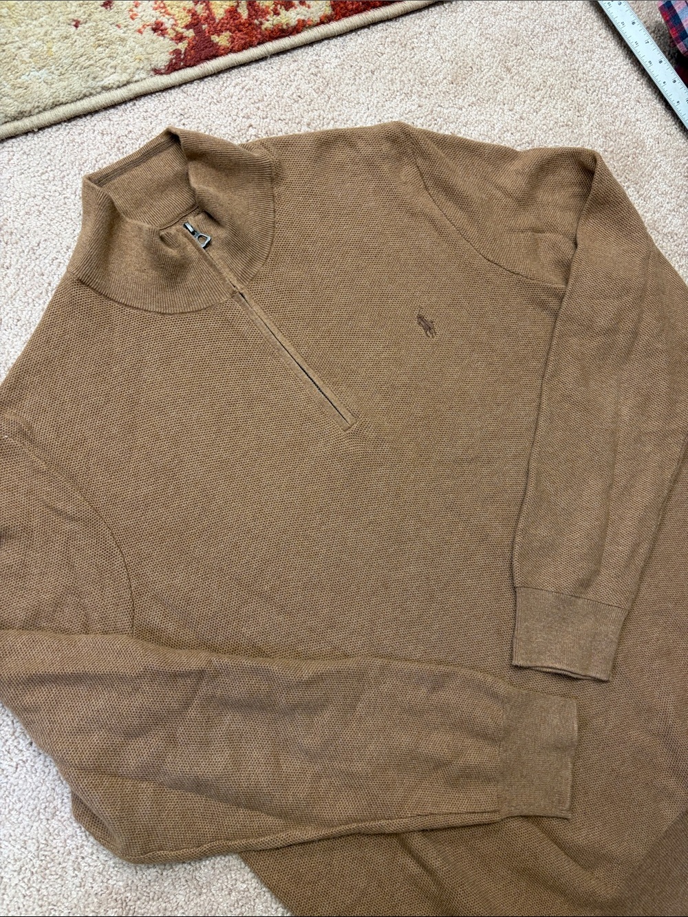 Polo Ralph Lauren Men’s Cotton Quarter-Zip Sweater Tan/Camel XLT Big & Tall
